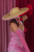 Load image into Gallery viewer, Rococo Ruffle Straw Hat in Colour Block: Red&amp;Pink (Large)