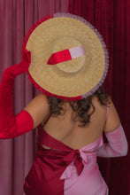 Load image into Gallery viewer, Rococo Ruffle Straw Hat in Colour Block: Red&amp;Pink (Small)