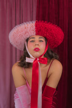 Load image into Gallery viewer, Rococo Ruffle Straw Hat in Colour Block: Red&amp;Pink (Small)