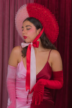 Load image into Gallery viewer, Rococo Ruffle Straw Hat in Colour Block: Red&amp;Pink (Small)