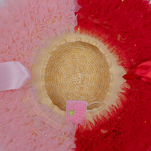 Load image into Gallery viewer, Rococo Ruffle Straw Hat in Colour Block: Red&amp;Pink (Small)