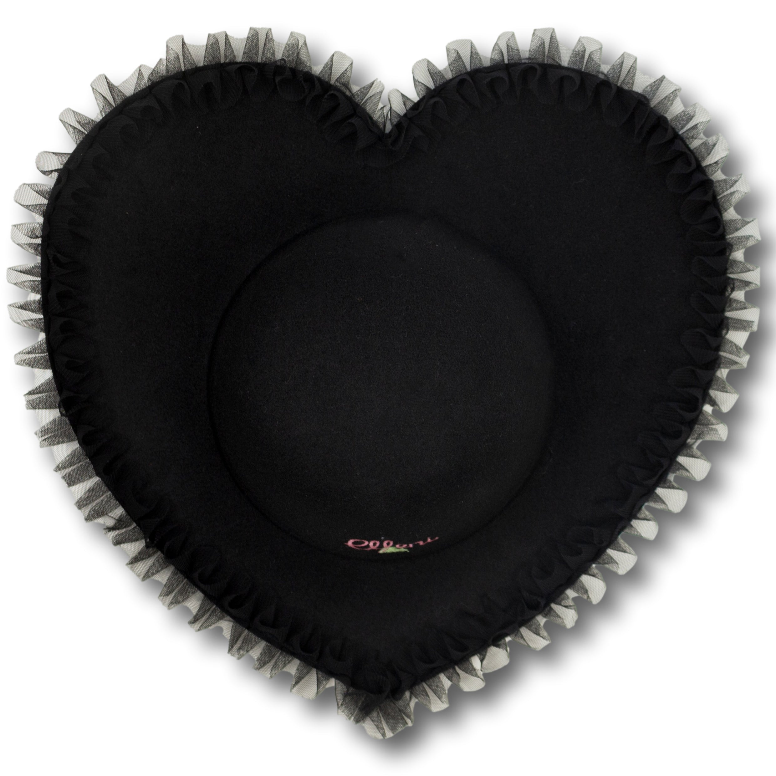 Ruffle Heart Hat in Black – Elleni the Label display picture 1