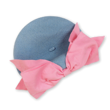 Load image into Gallery viewer, Bow Beret (Blue &amp; Pink)