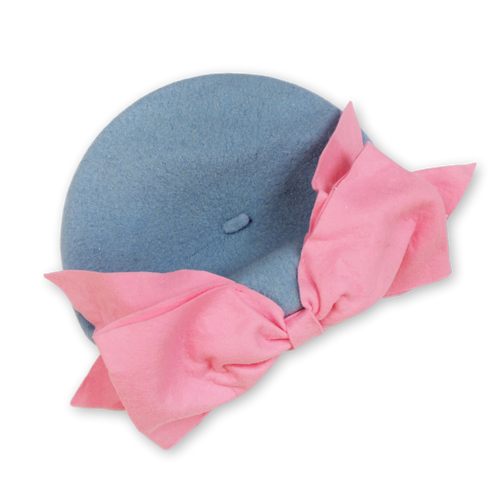 Bow Beret (Blue & Pink)